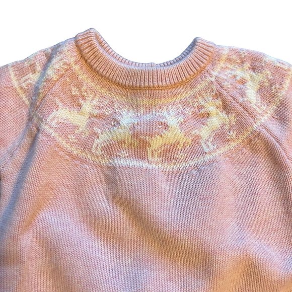 Baby Gap Pink Reindeer Long Sleeve Knit Sweater Baby Size 6-12 Months 6-12M - Picture 2 of 7
